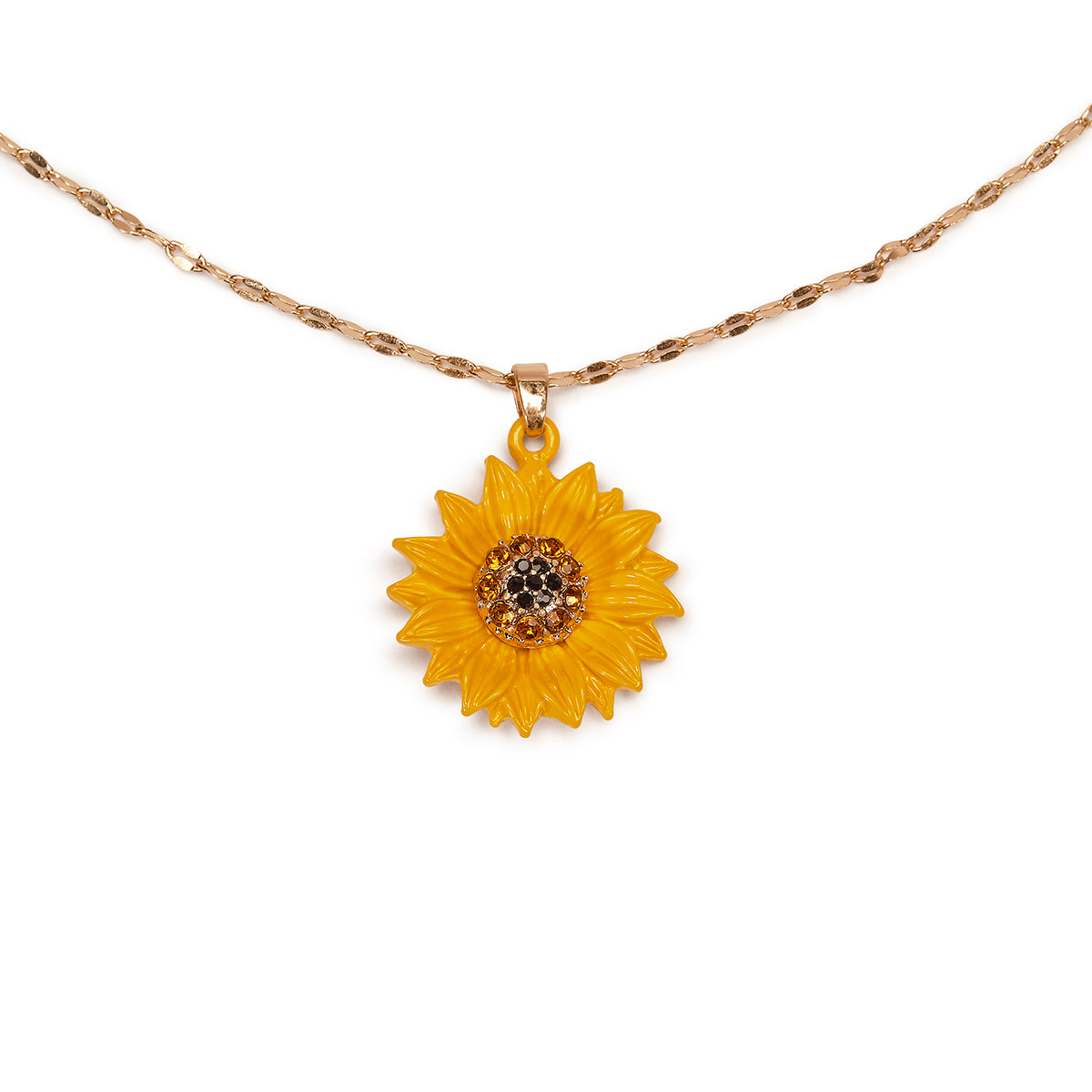 Enamel pendant sunflower necklace Lovett & Co