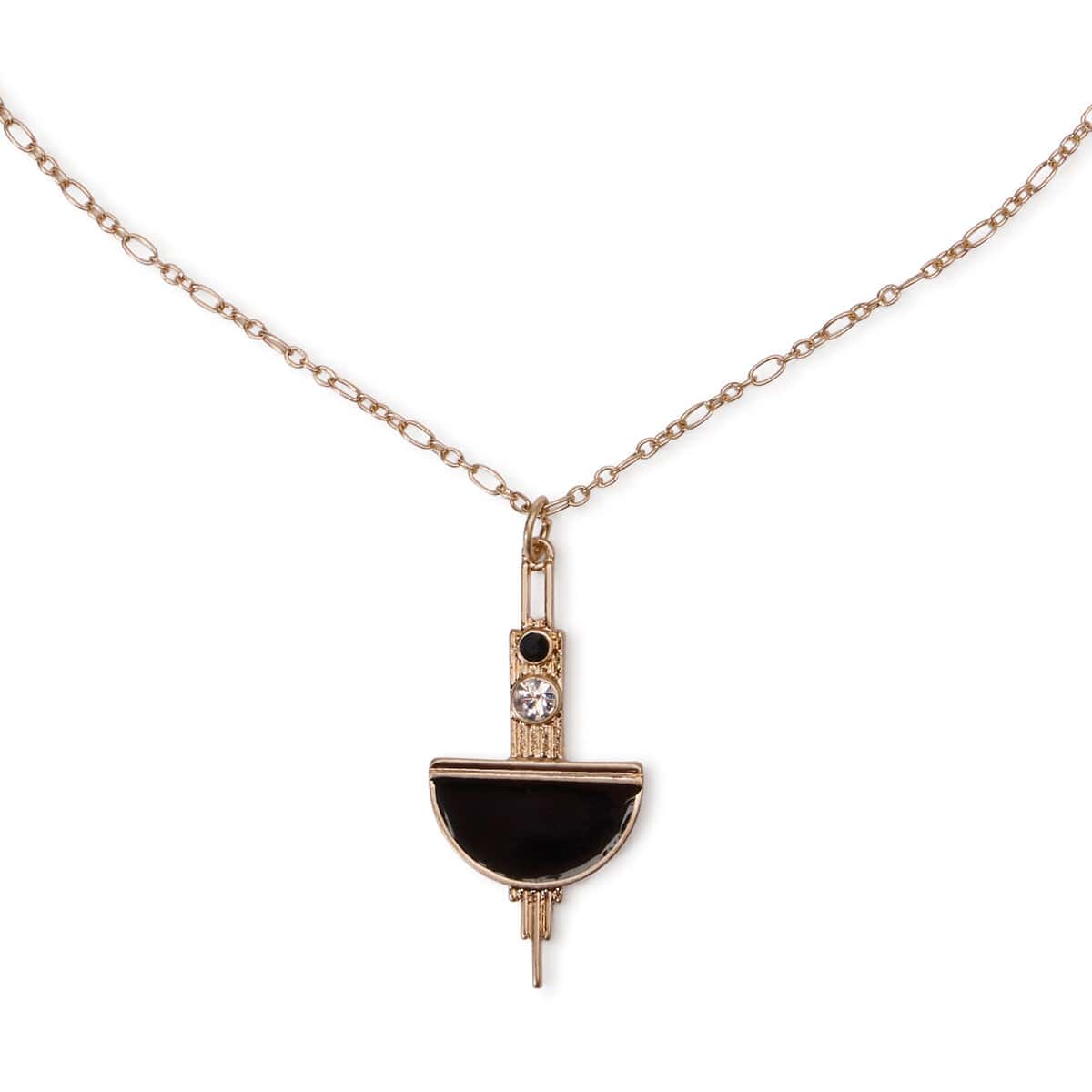 Art Deco Brass Earrings and Necklace Set Lovett & Co