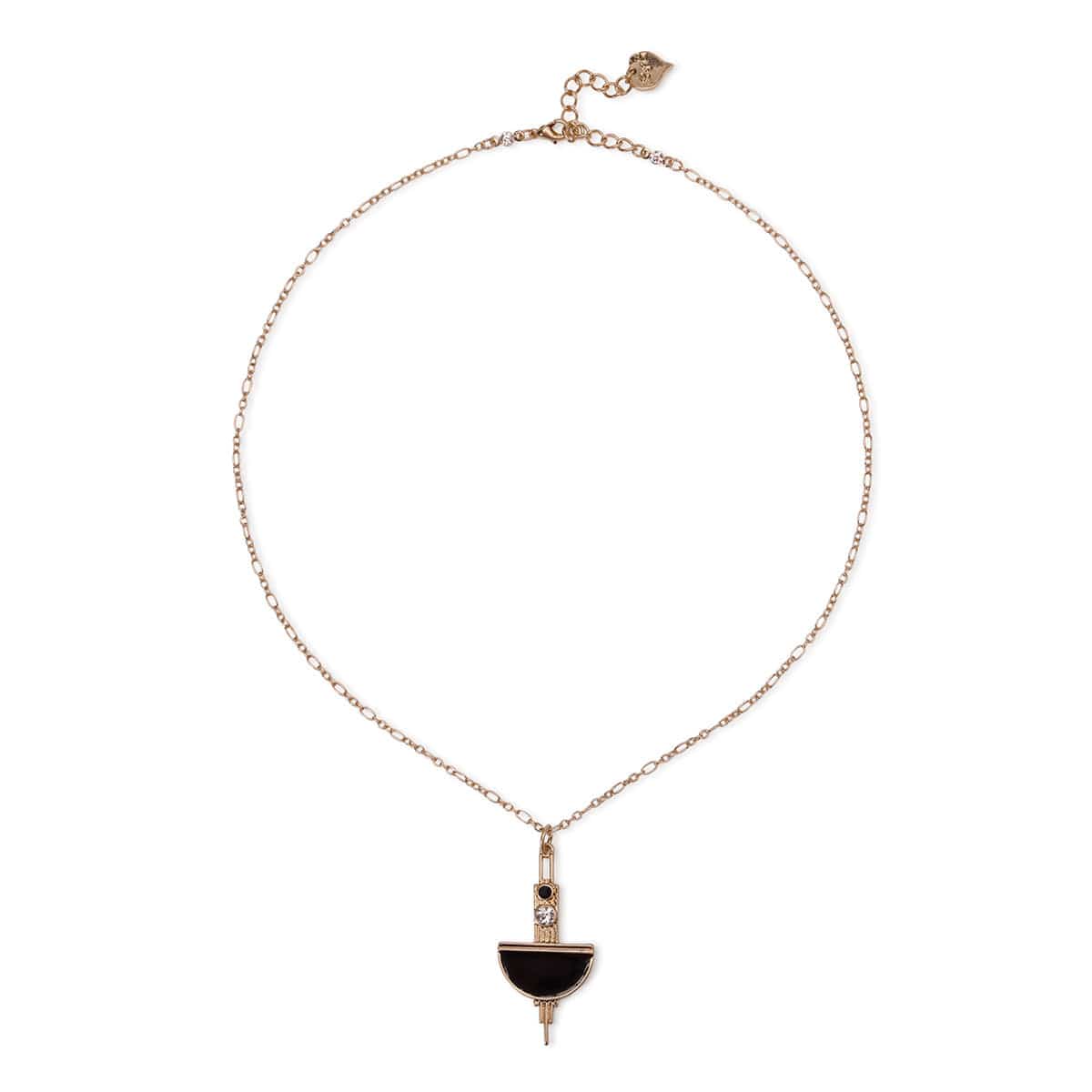Art Deco Brass Earrings and Necklace Set Lovett & Co