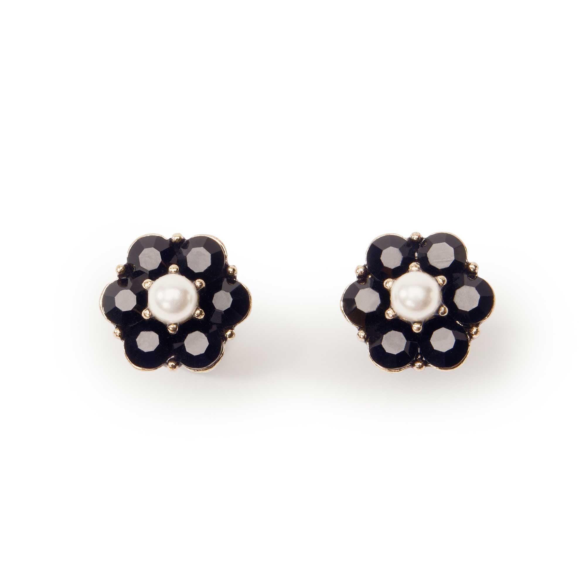 Small Jet Flower Stud Earrings Lovett & Co