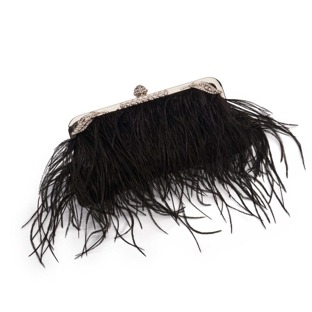Black Feather Vintage Bag: Deco Vintage Evening Bag