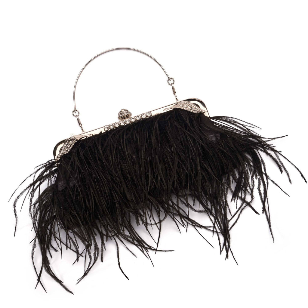 Black Feather Vintage Bag: Deco Vintage Evening Bag