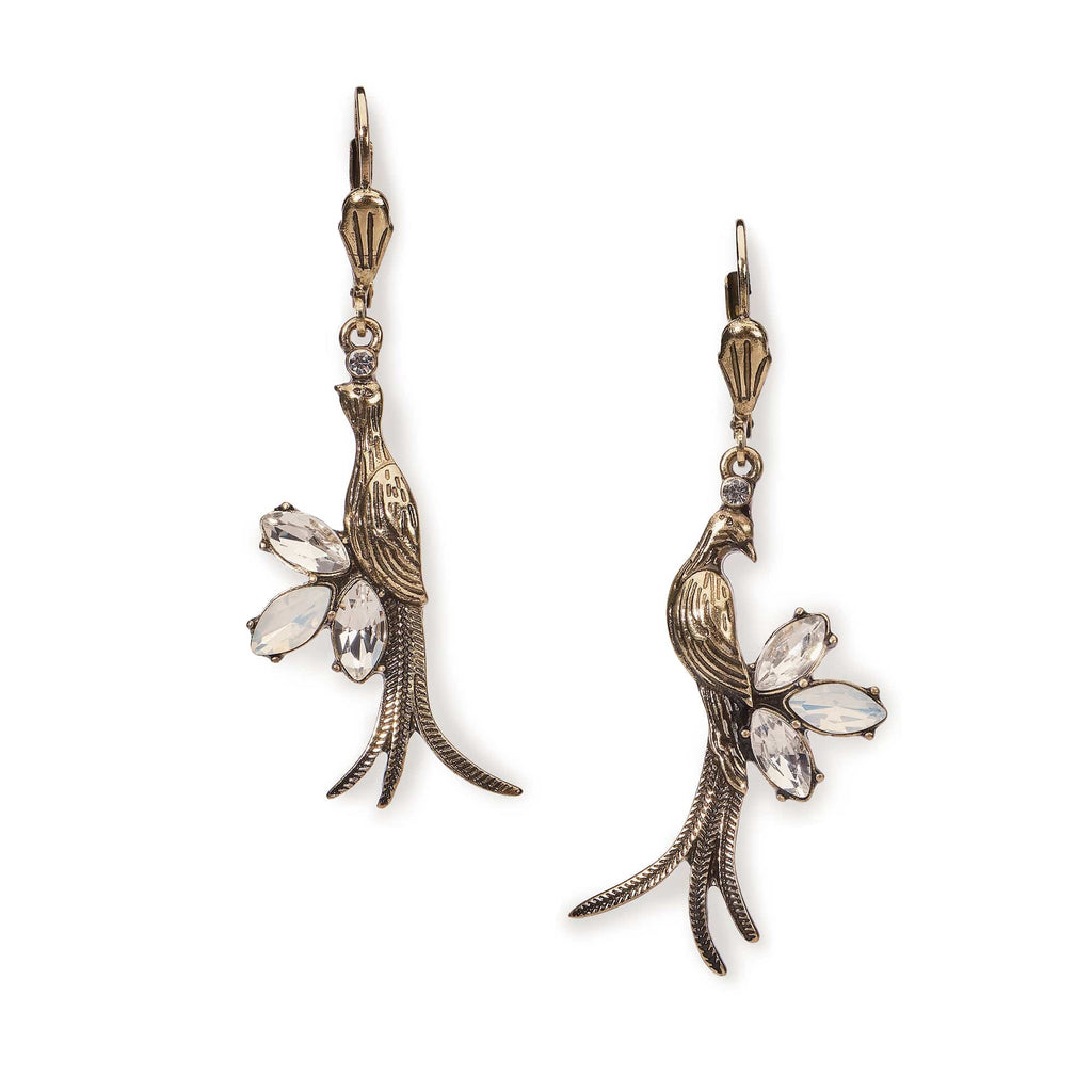Love Bird Earrings: Brass Drop Earrings