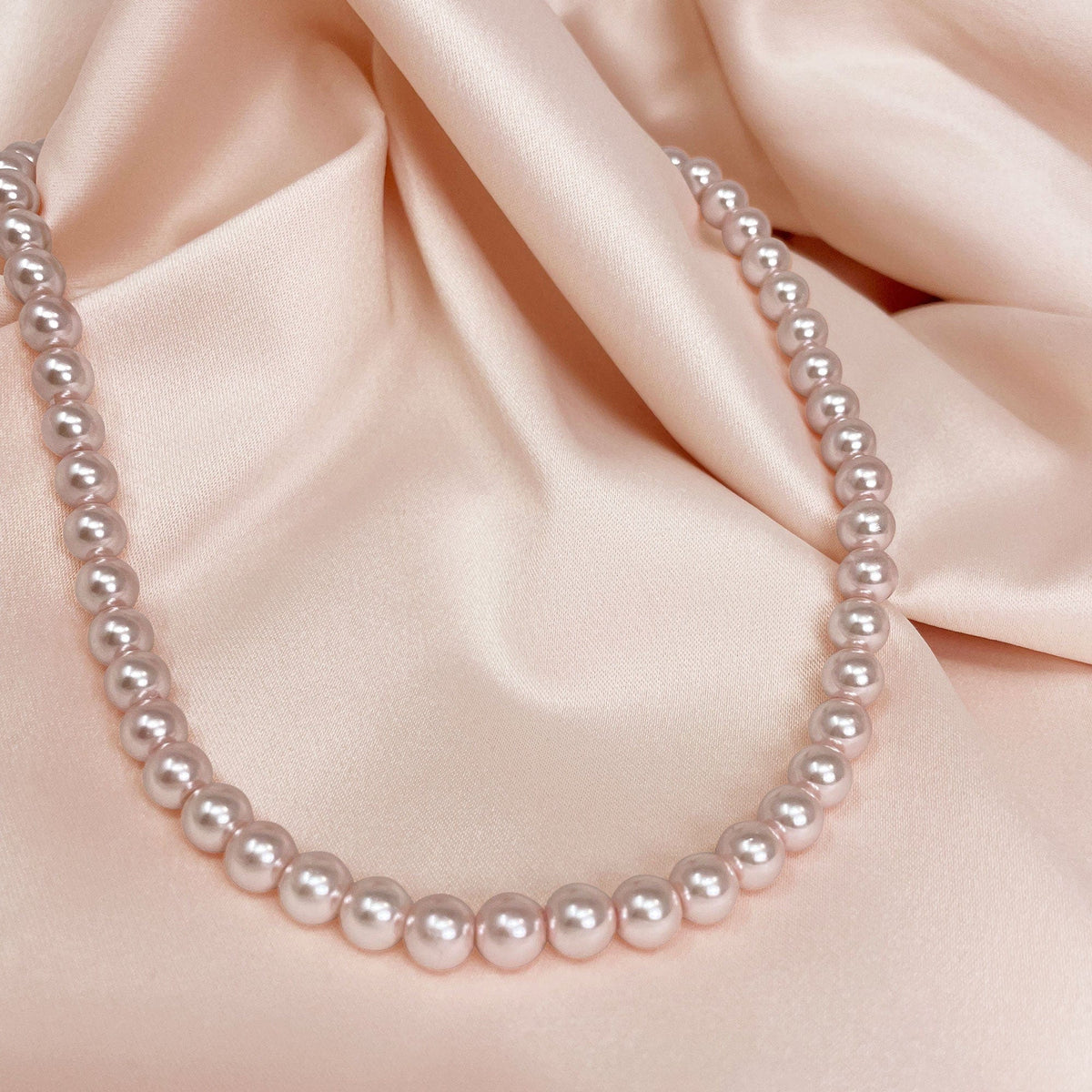 1950s Pink Pearl earrings and necklace set by Lovett & Co