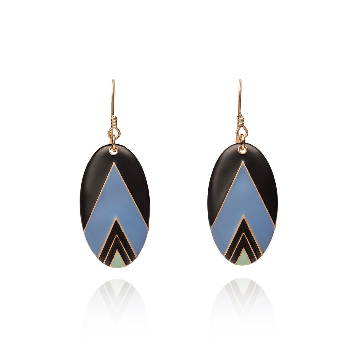 Cornflower Blue Matt Oval Vintage Deco Earrings Lovett & Co