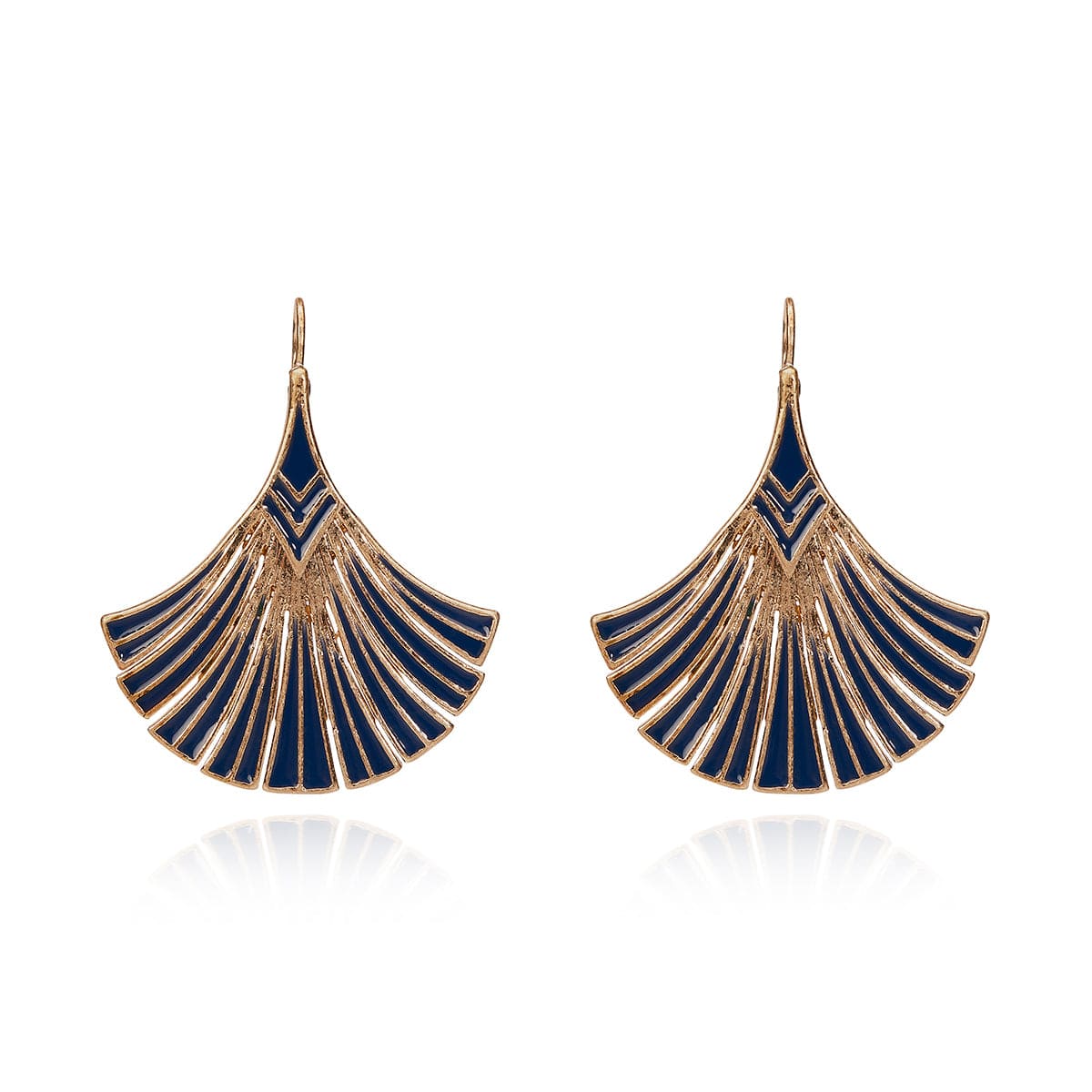 Navy Palm Leaf Earrings Lovett & Co