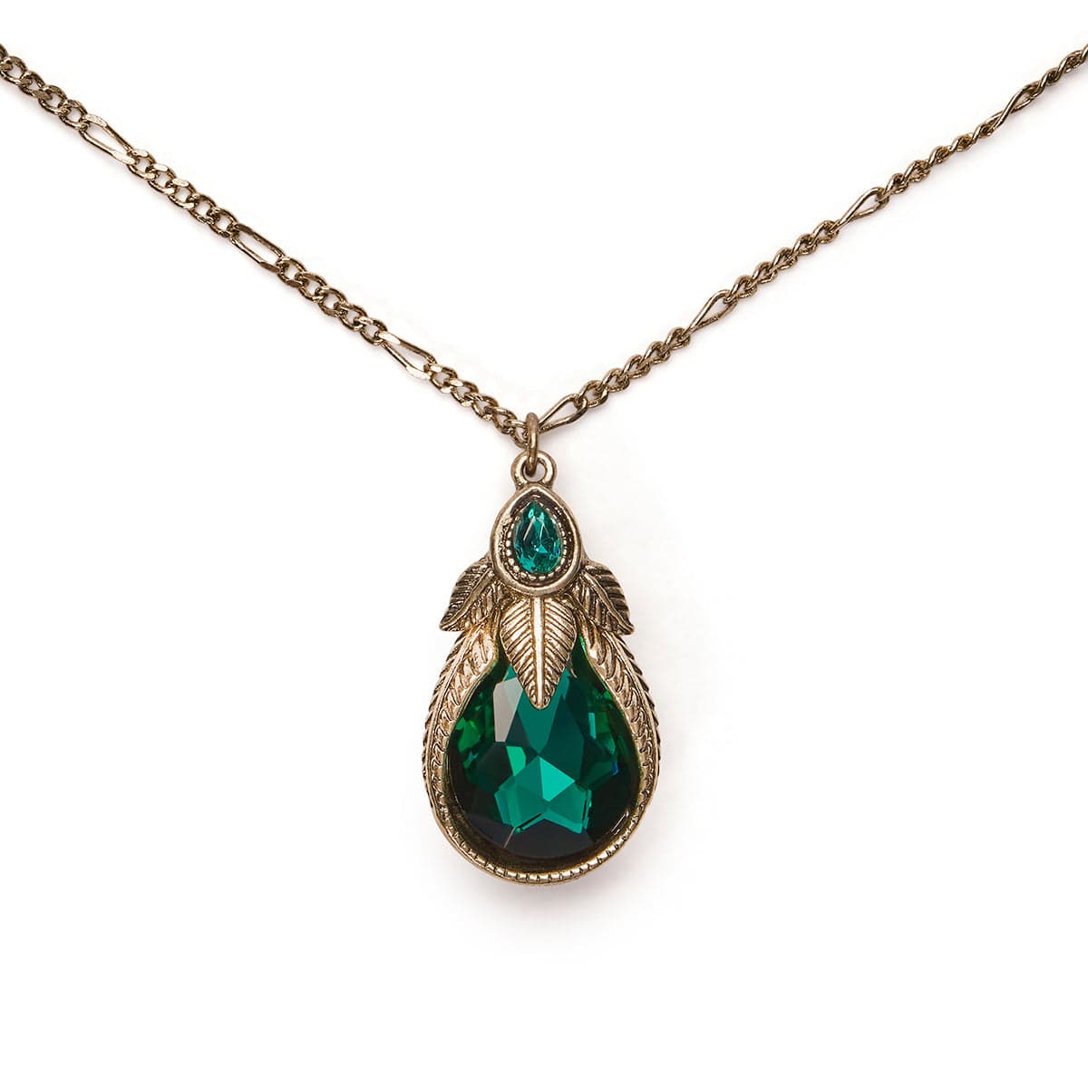 Emerald Palm Leaf Art Nouveau Necklace Lovett & Co