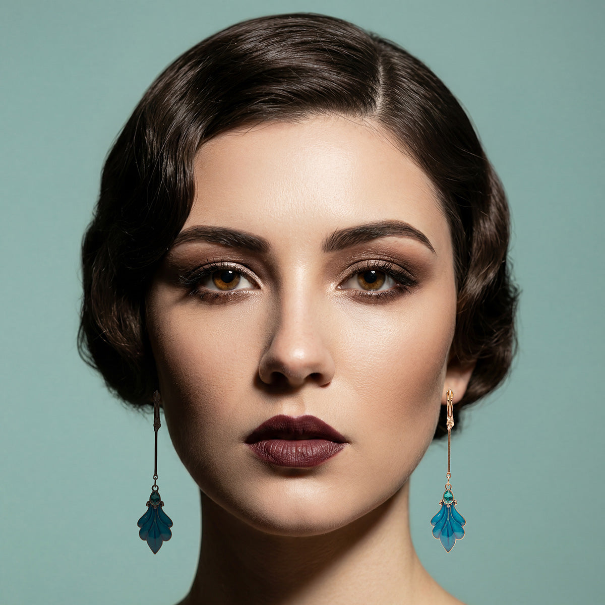 Teal Peacock Drop Earrings