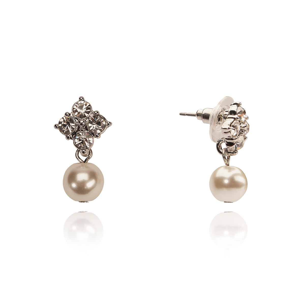 Grace Kelly Style Pearl and Crystal Earrings Lovett & Co