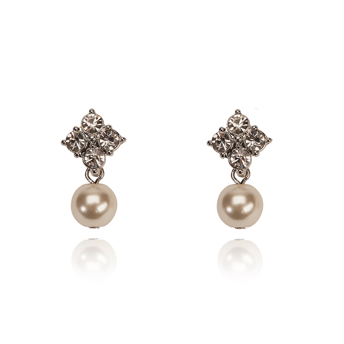 Grace Kelly Style Pearl and Crystal Earrings Lovett & Co