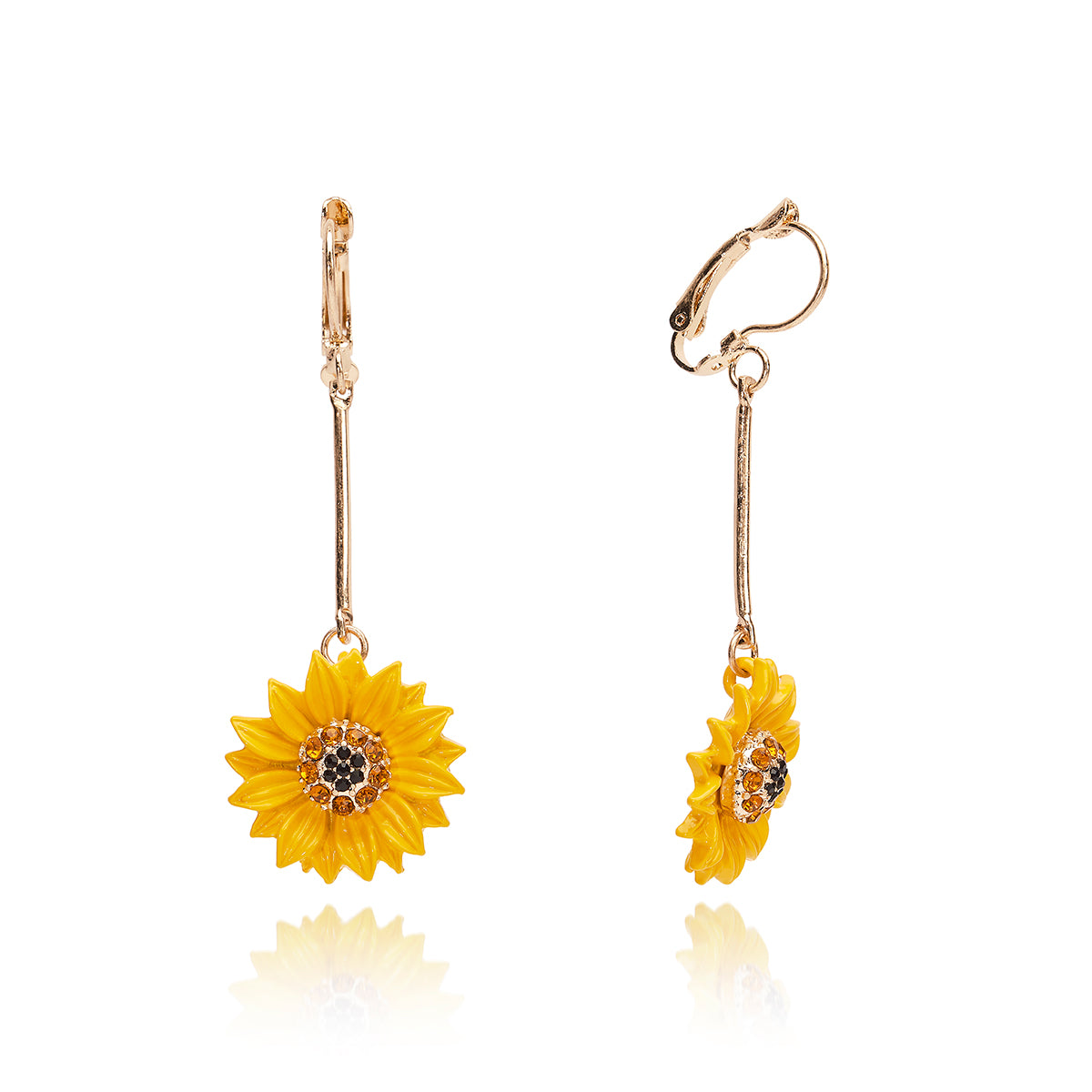 Enamel drop sunflower earrings Lovett & Co