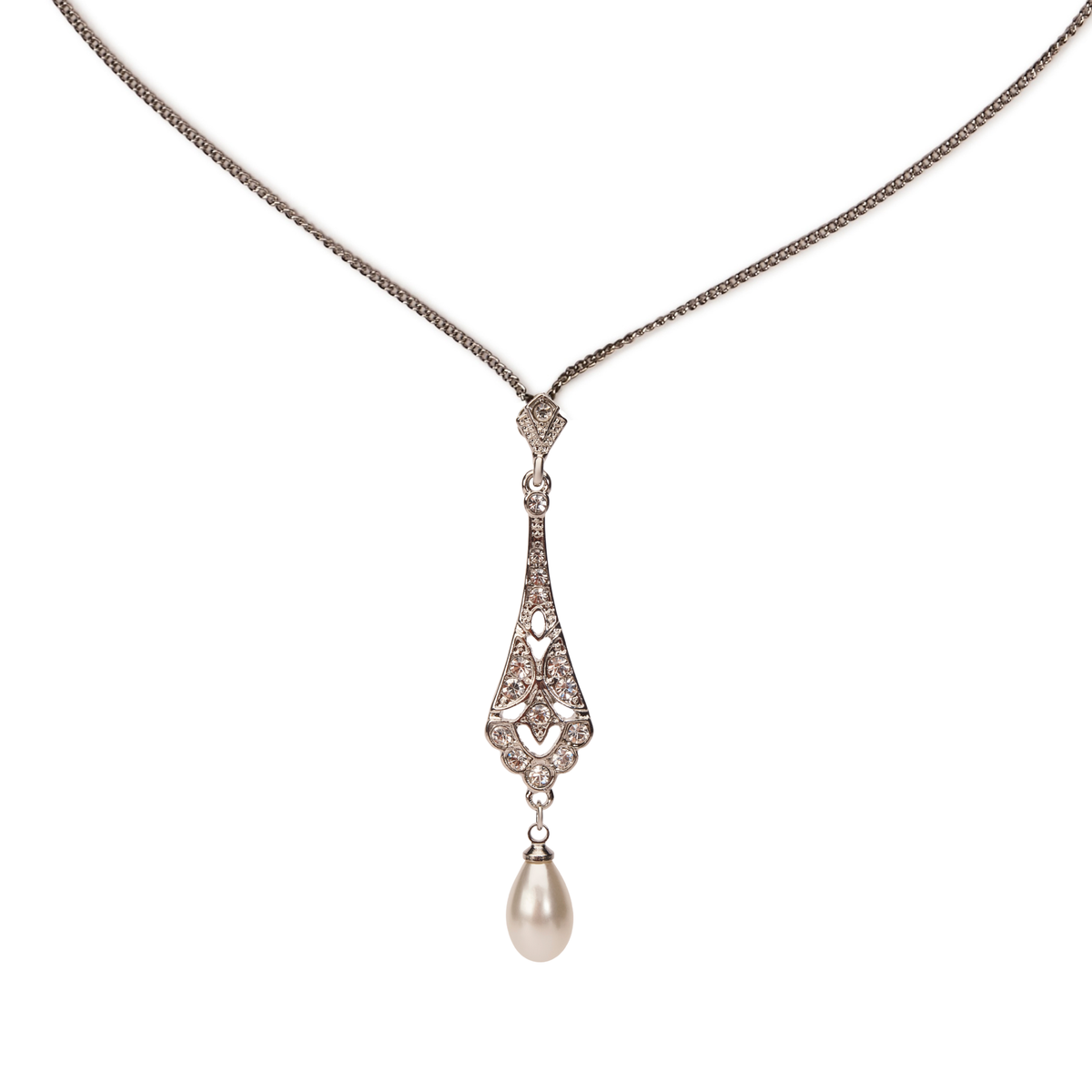 Pearl and diamonte bridal necklace by Lovett and Co.