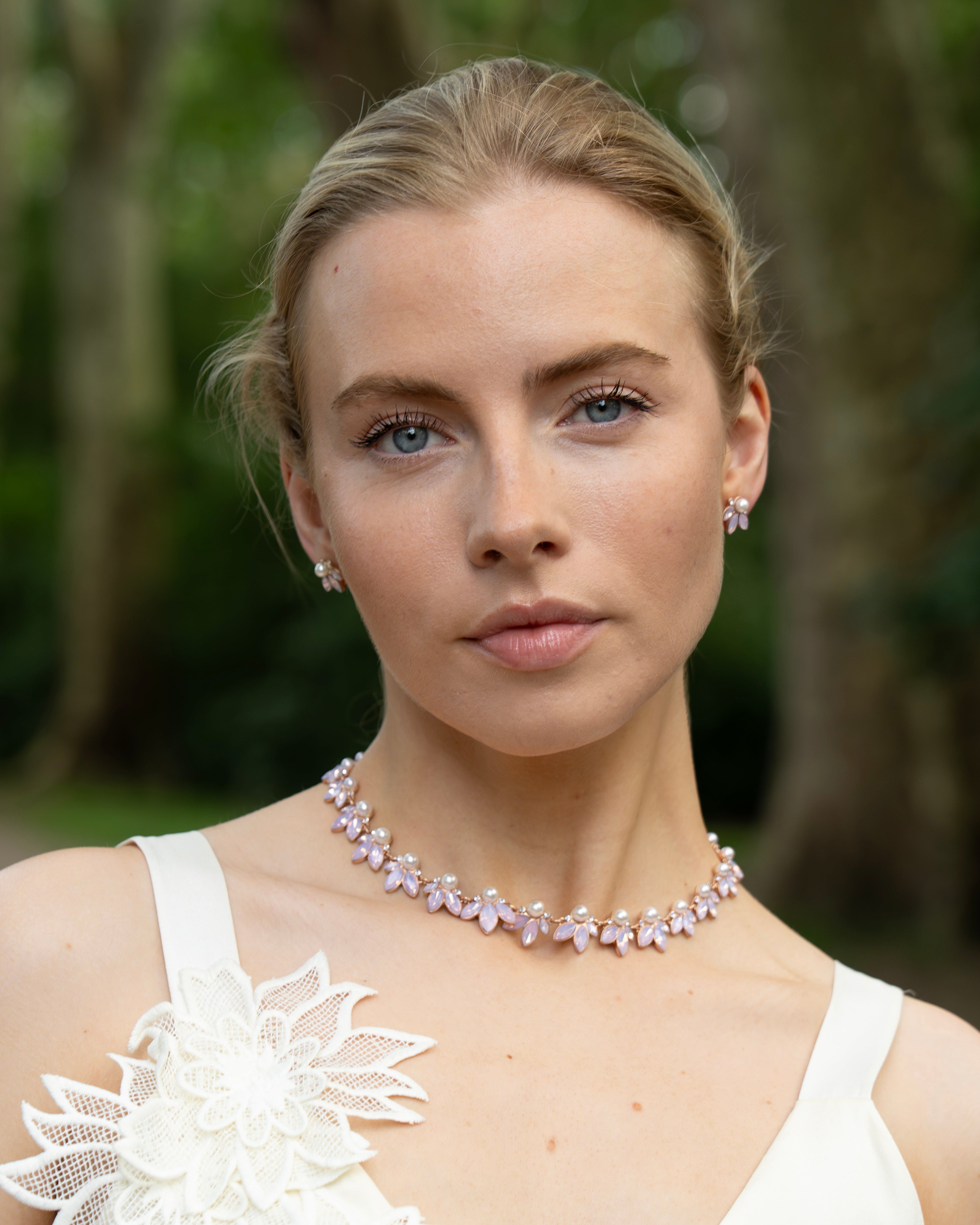 Light Pink Opal Necklace: Opal and Pearl Necklace