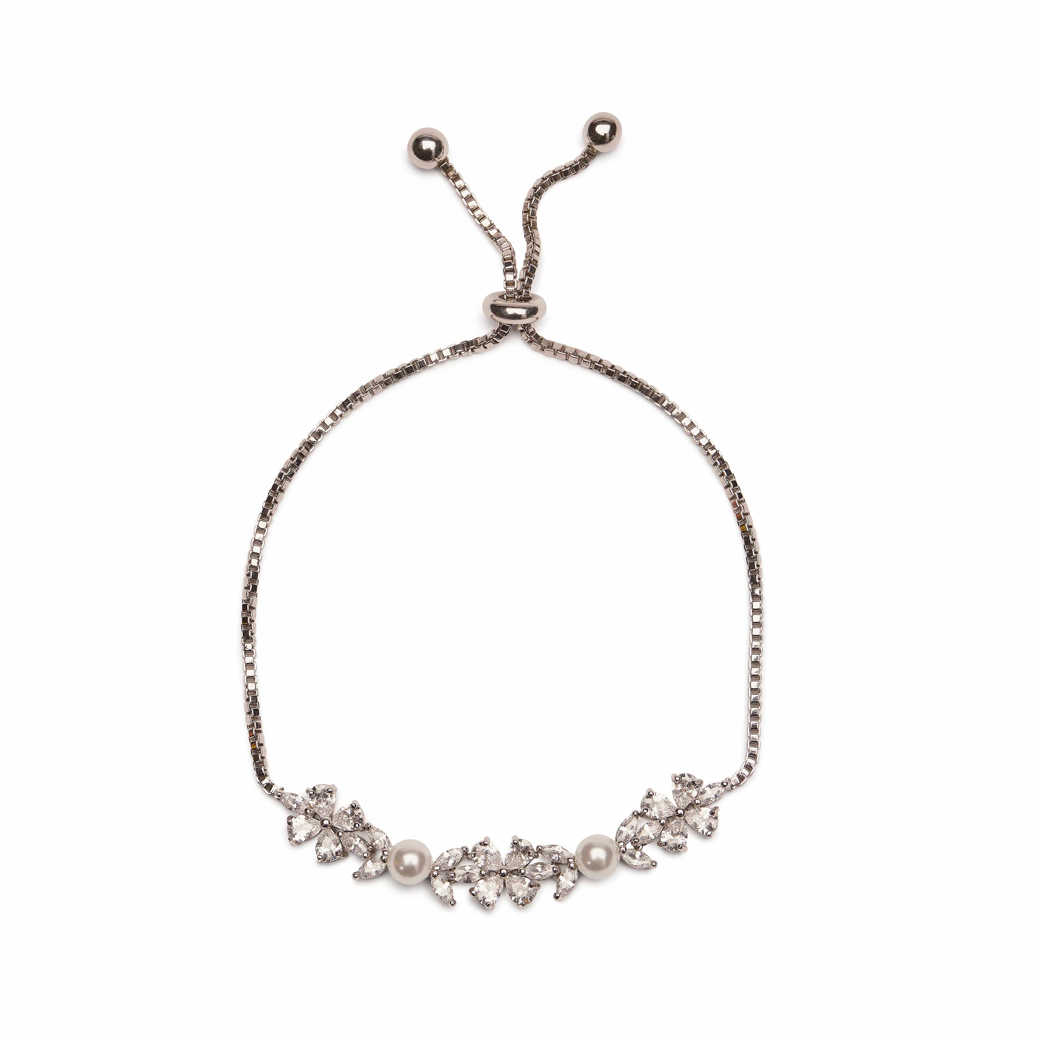 Crystal Clover Pearl Bracelet
