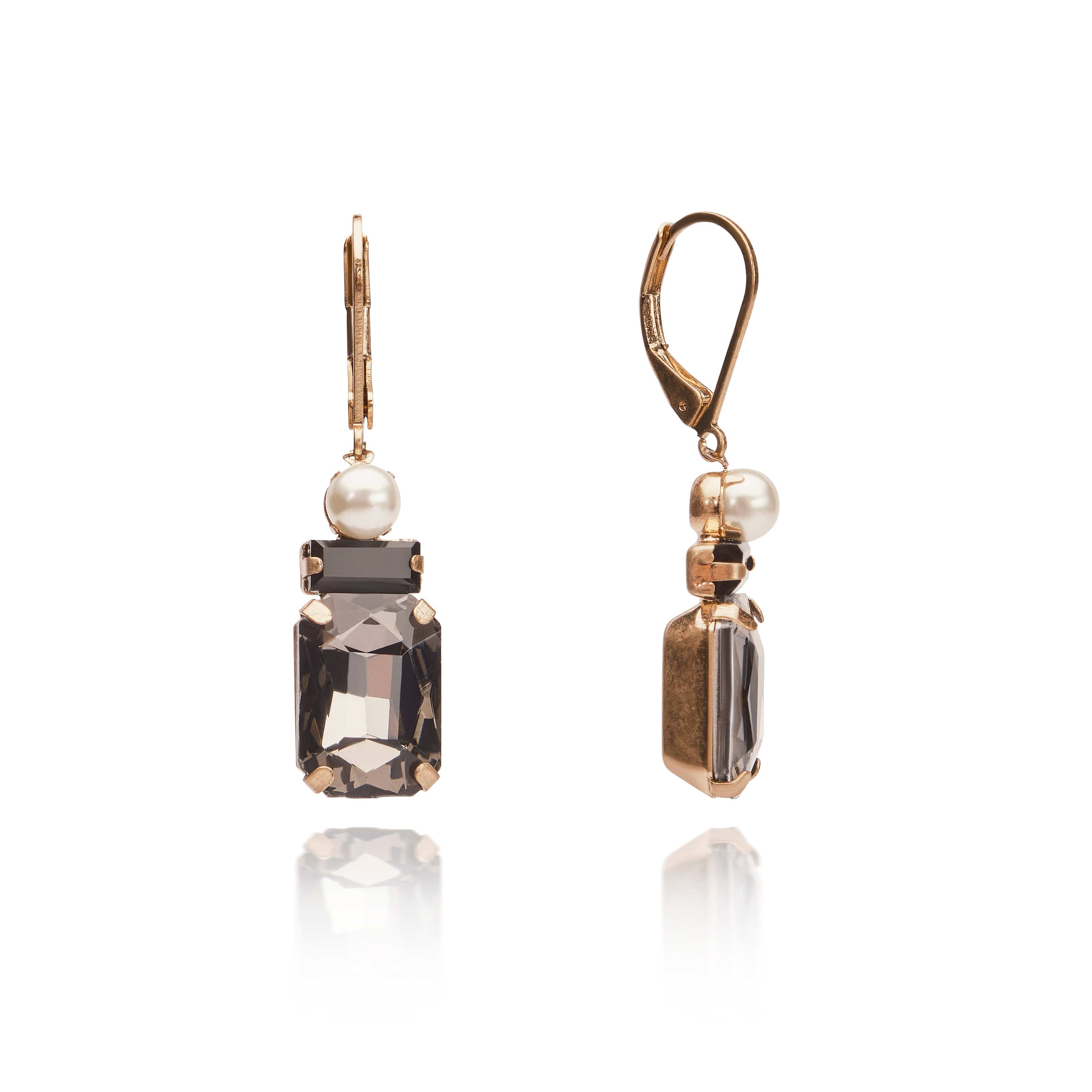 Black Stone & Pearl Dangle Earrings Lovett & Co