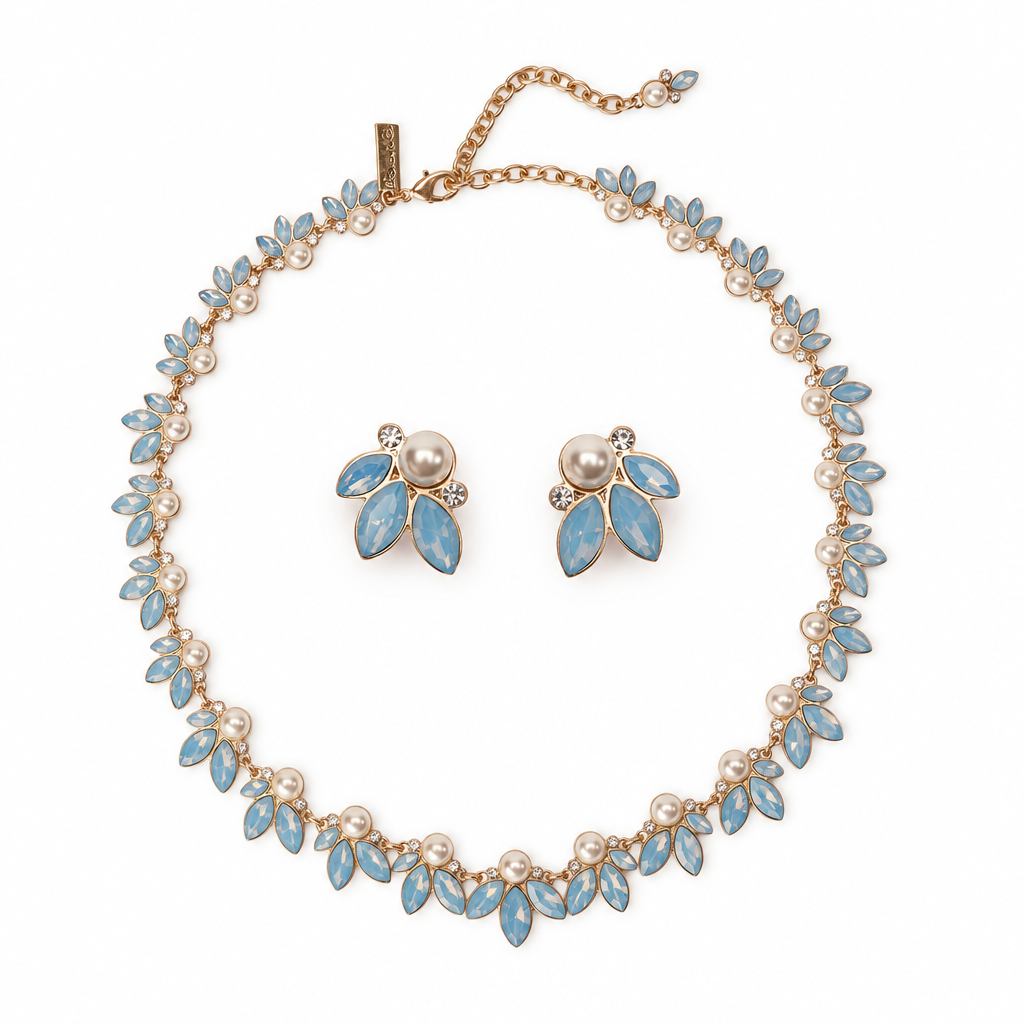 Earrings centred inside the necklace