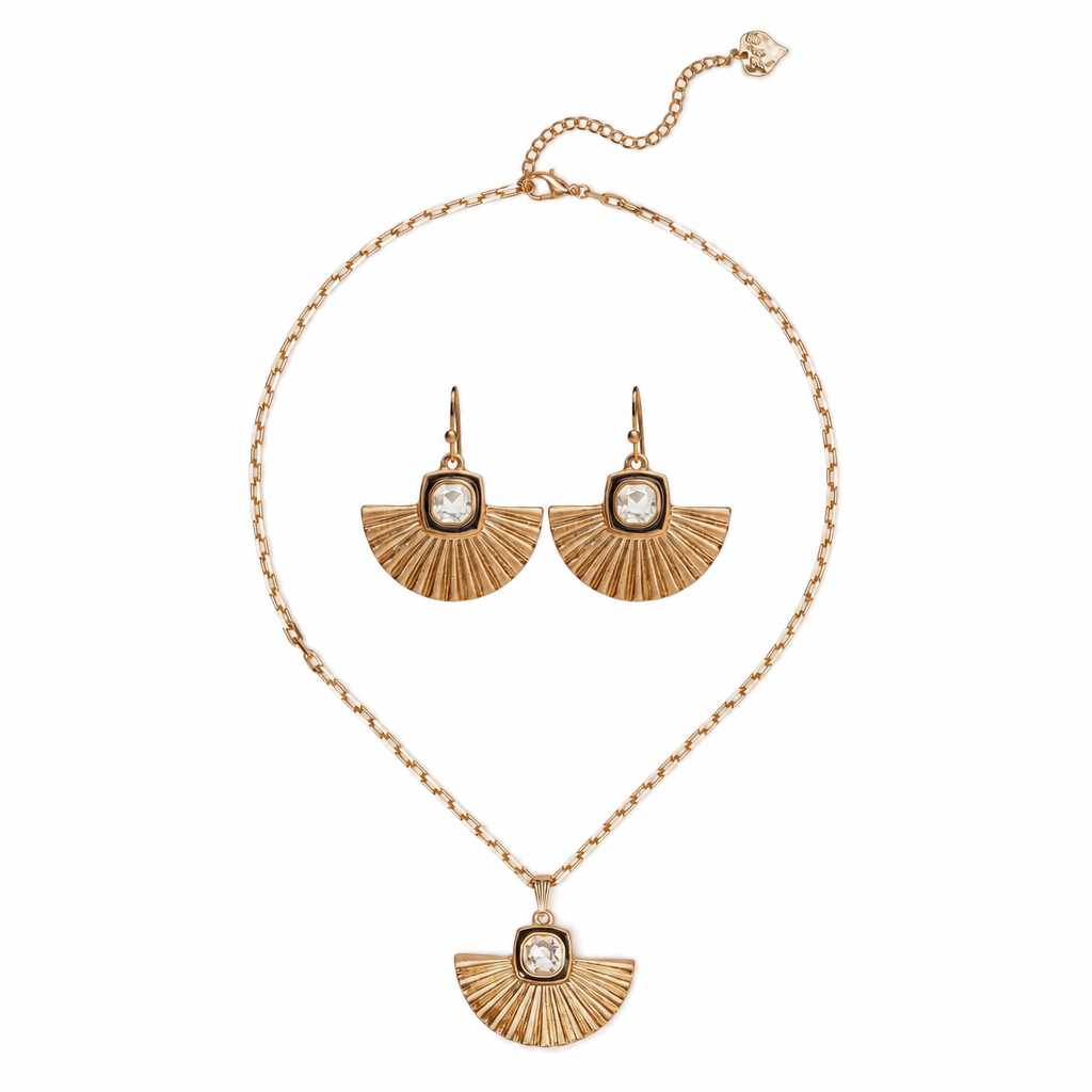 Earrings centred inside the necklace
