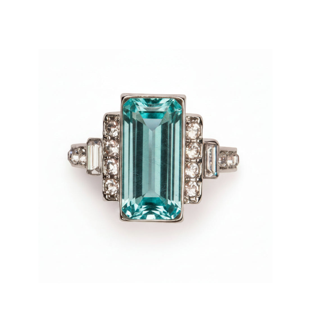 The Zelda Art Deco Light Azure Ring