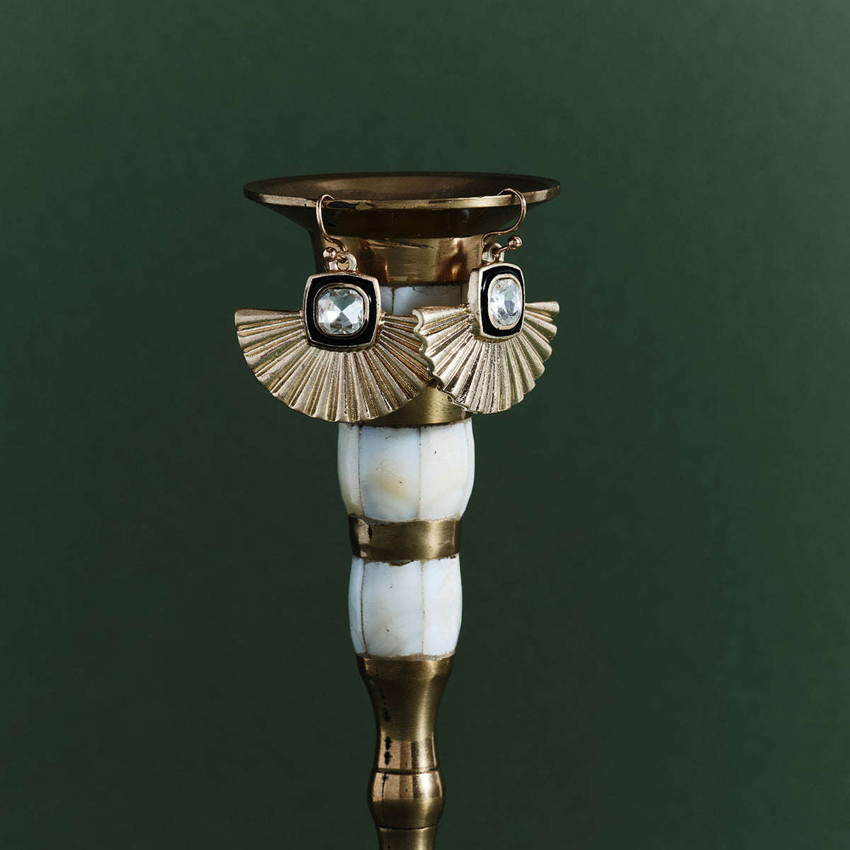 Art Deco Gold Fan Earrings