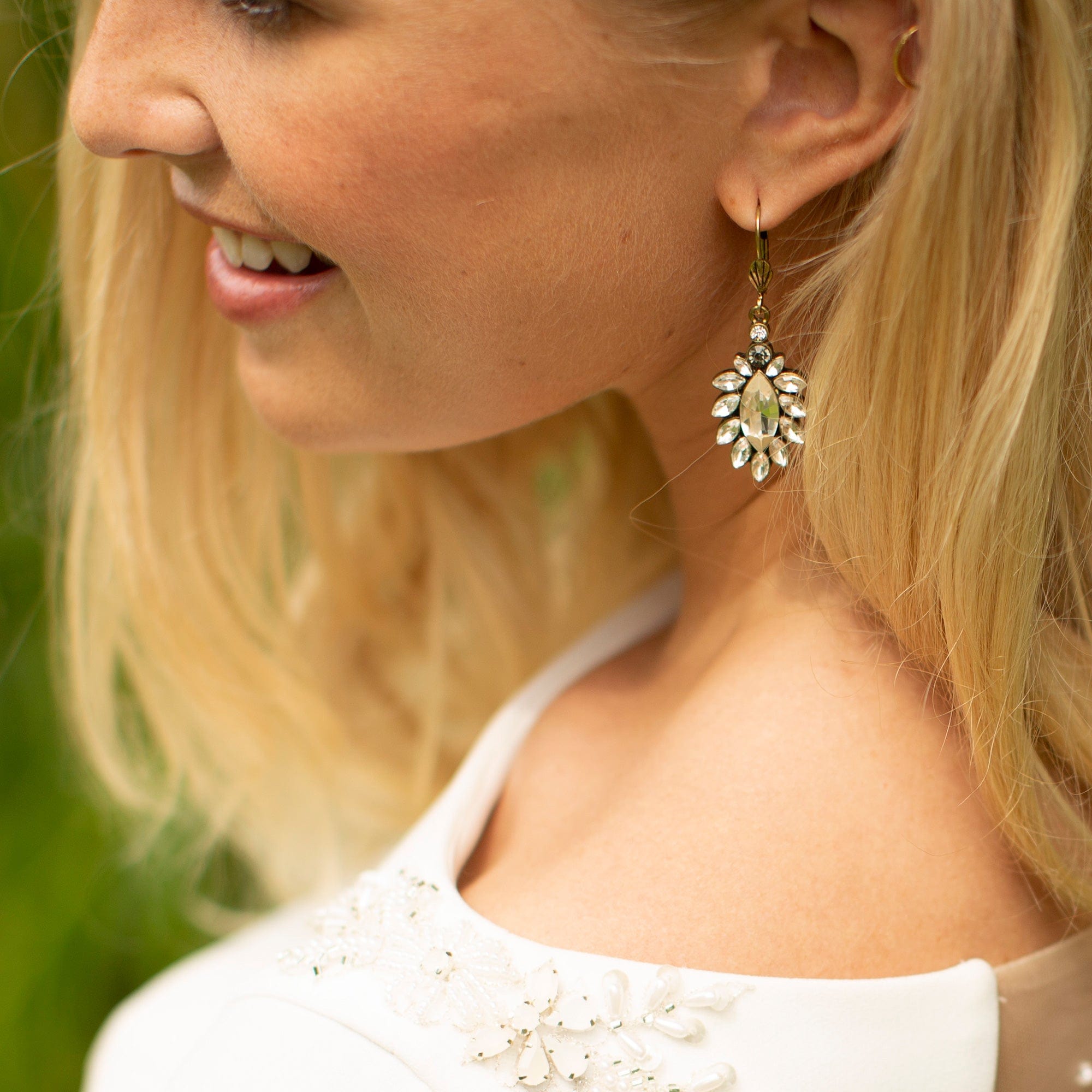 1950s Style Diamante Drop Earrings Lovett & Co