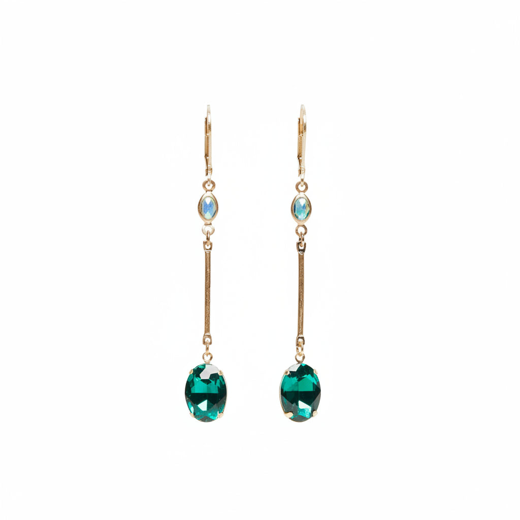 Blue Oval Stone Long drop earrings Lovett & Co