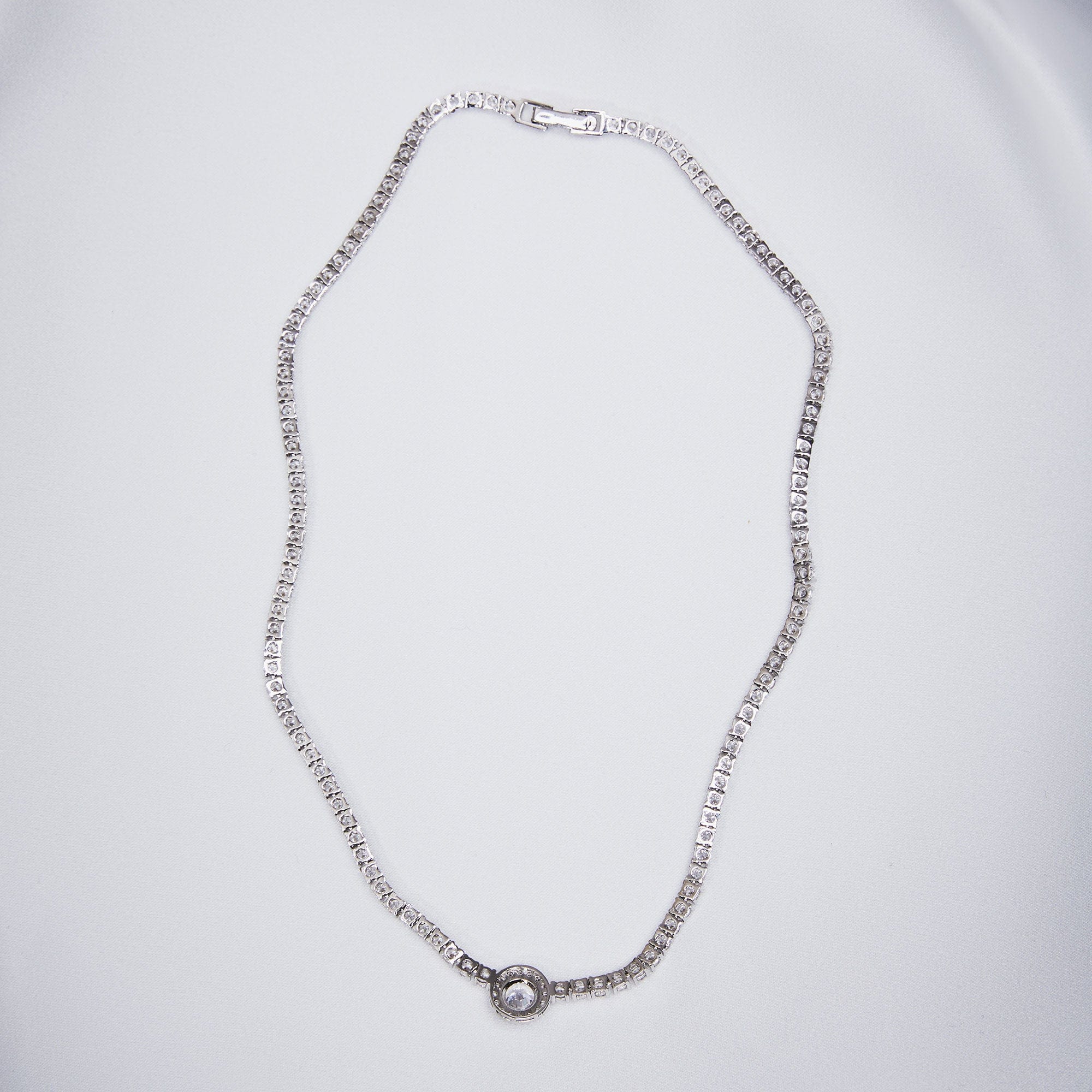 Simple Bridal Crystal Necklace with Centre Stone by Lovett & Co