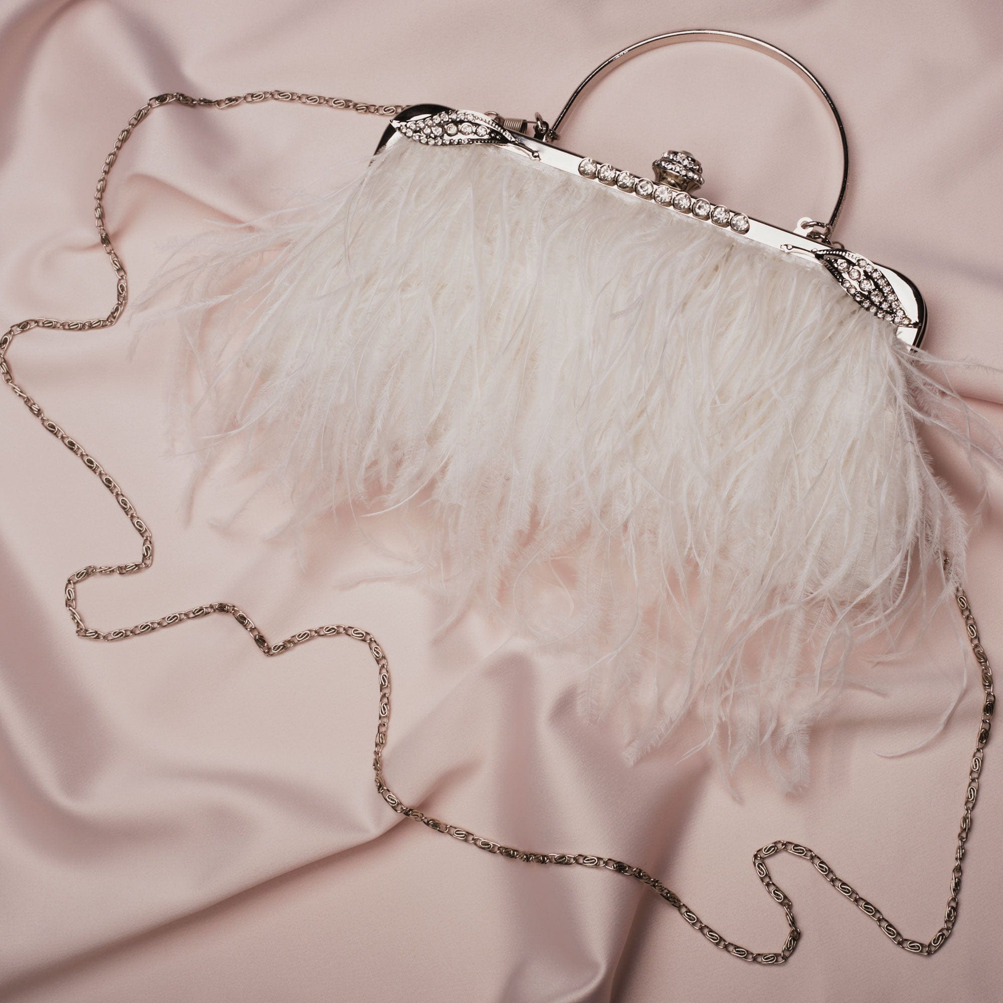 Feather Diamante Clasp Bag
