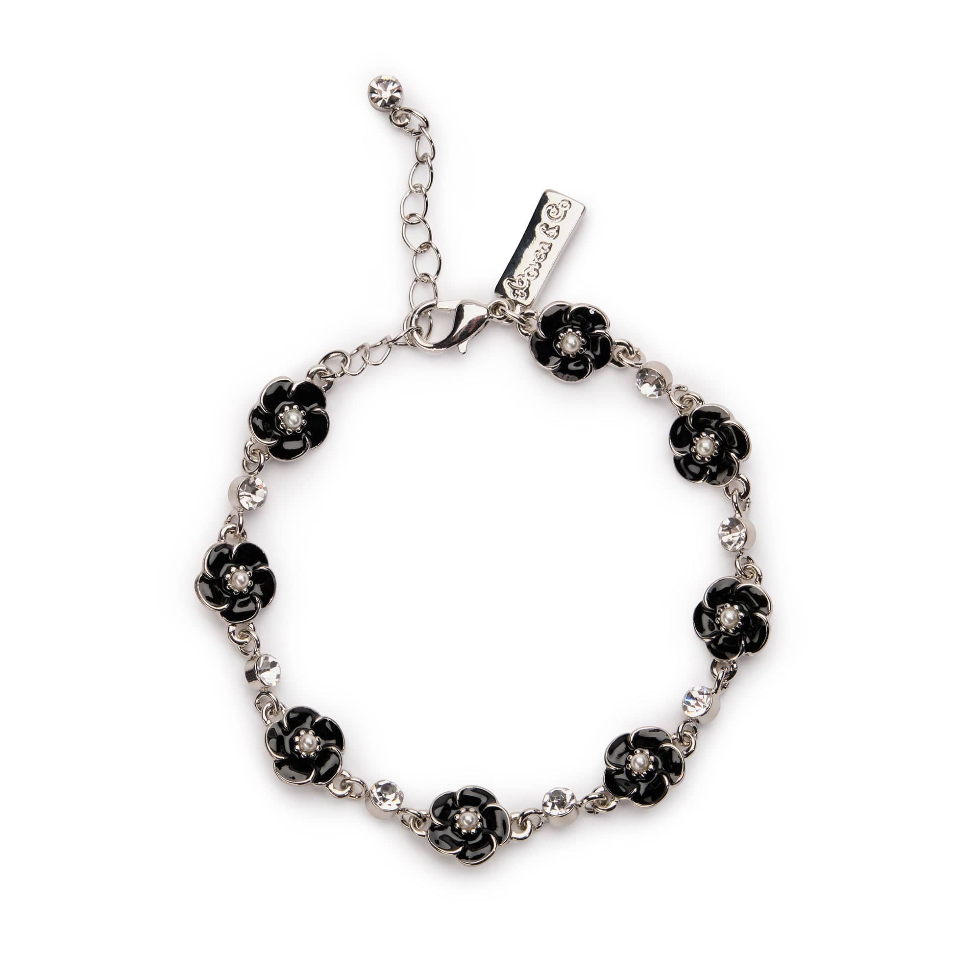 Black Enamel Rose Bracelet
