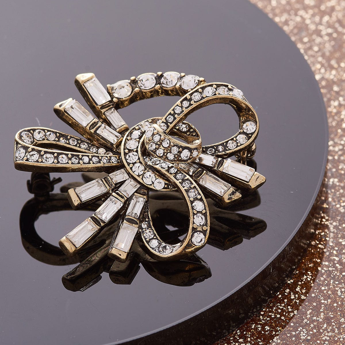 1920s Vintage Art Deco Crystal and Diamante Brooch by Lovett and Co