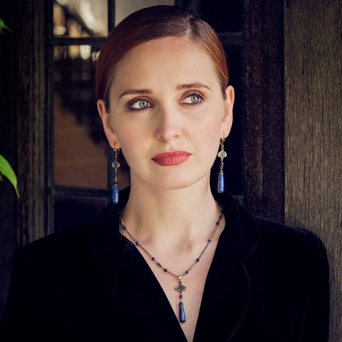 Antique-Arts-and-Crafts-Lapis-Stone-Drop-Necklace
