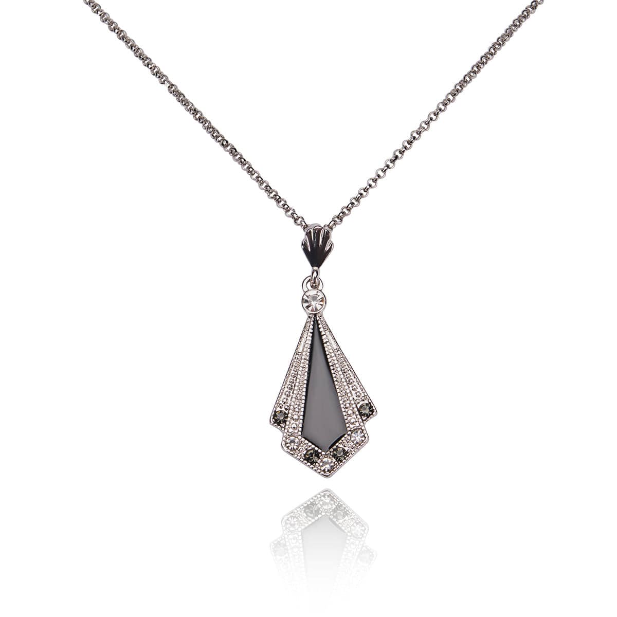 Art-Deco-Swarovski-and-Jet-Enamel-Pendant-Necklace-detail