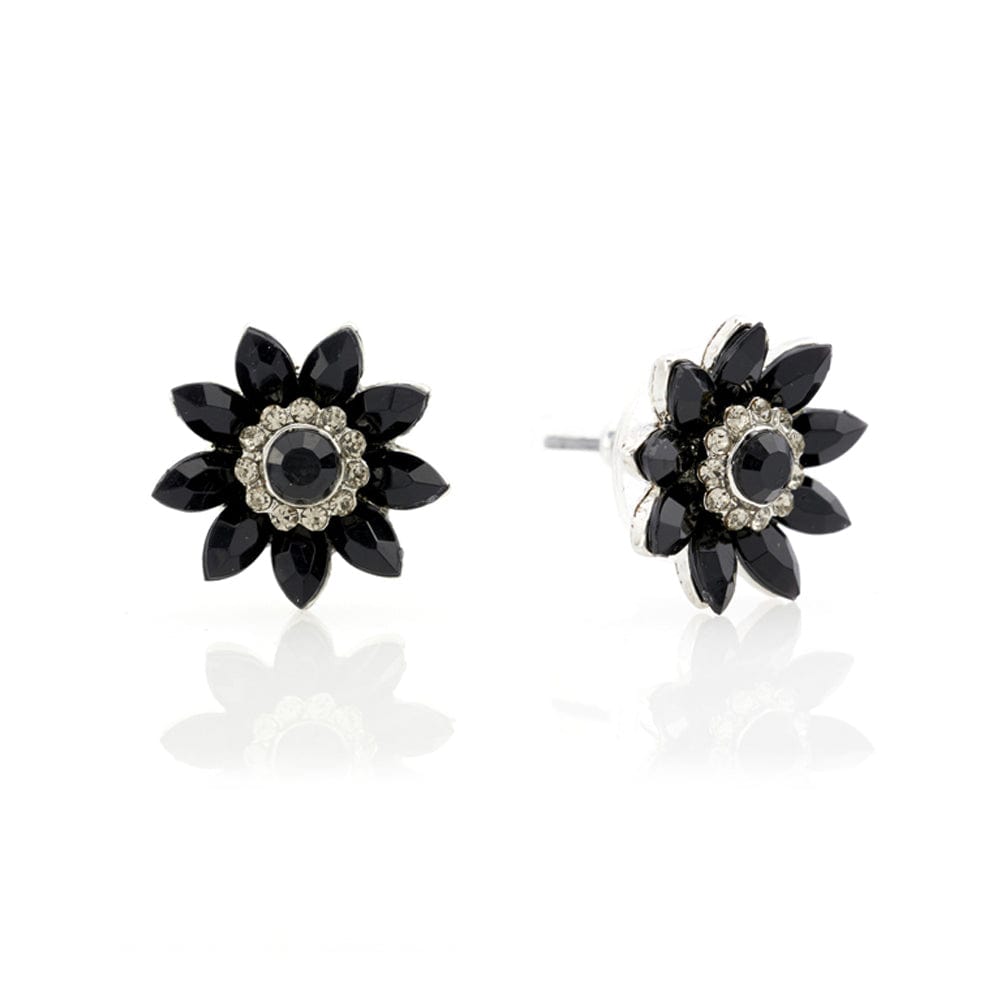 Audrey Hepburn Inspired Black Flower Studs Lovett & Co
