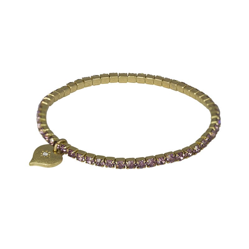 Diamante Coloured Stretch Bracelet Brass Plating