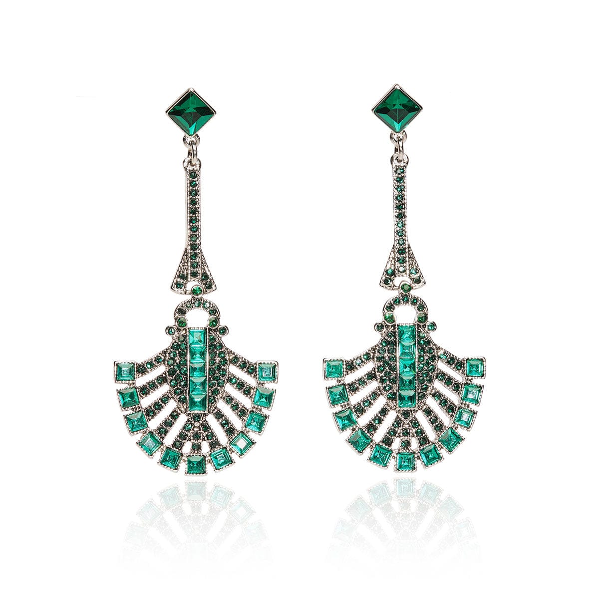 Great Gatsby Style Green Crystal Long Drop Earrings Lovett & Co