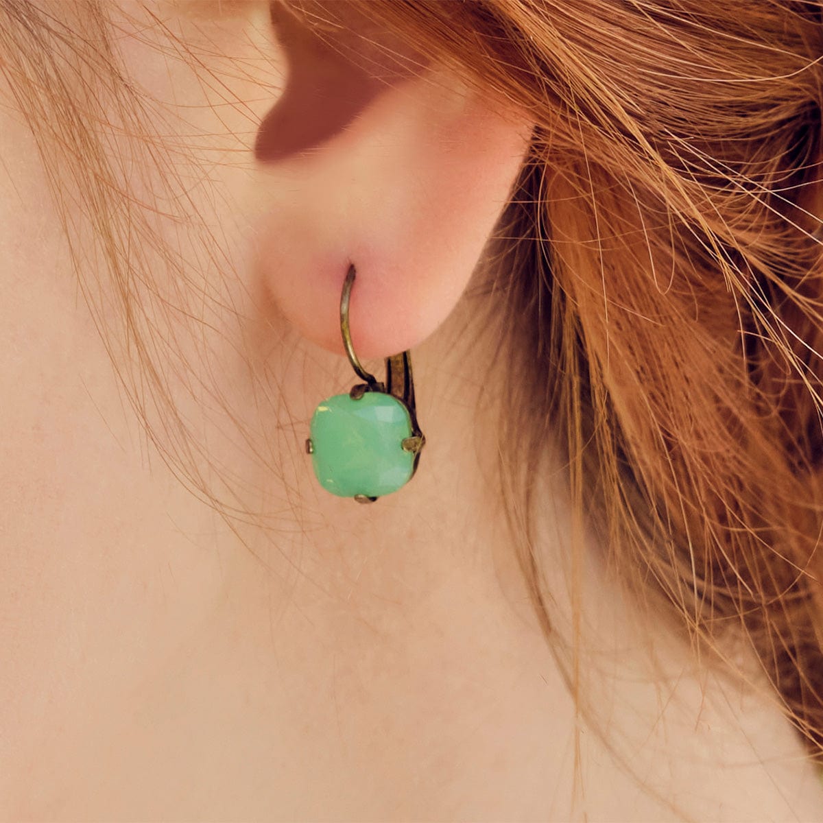 Cushion Cut Green Opal Drop Earrings Lovett & Co