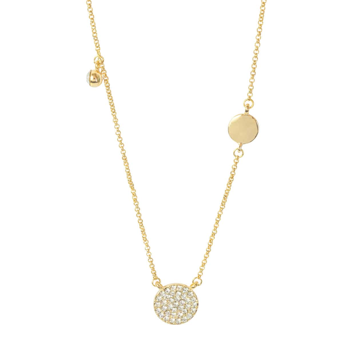 Gold Pave Disc Necklace