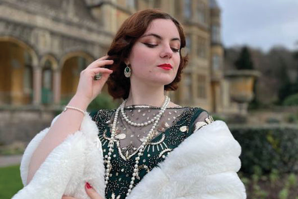 Georgia wearing our new 'Peacock Earrings' 