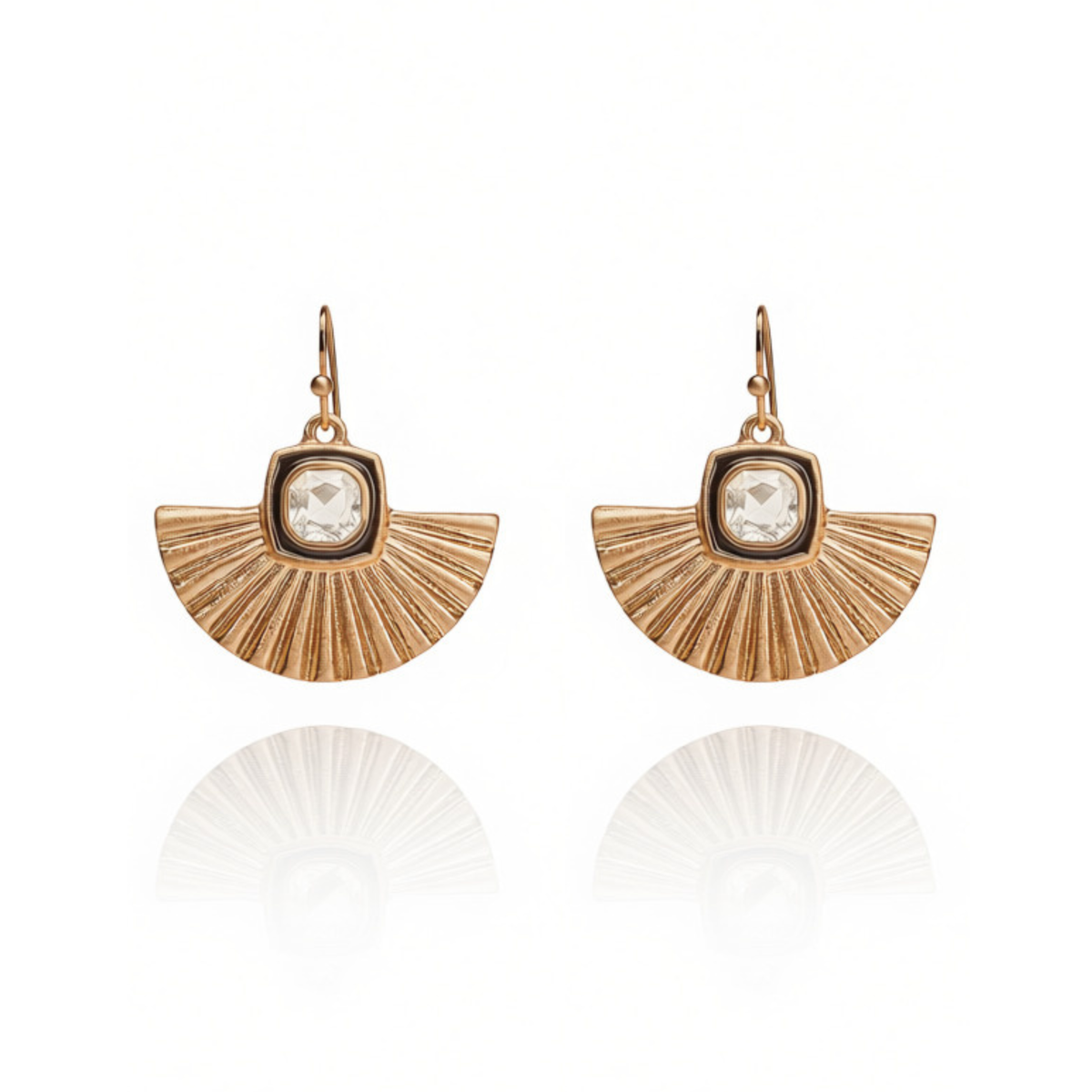 Art Deco Gold Fan Earrings by Lovett and Co.