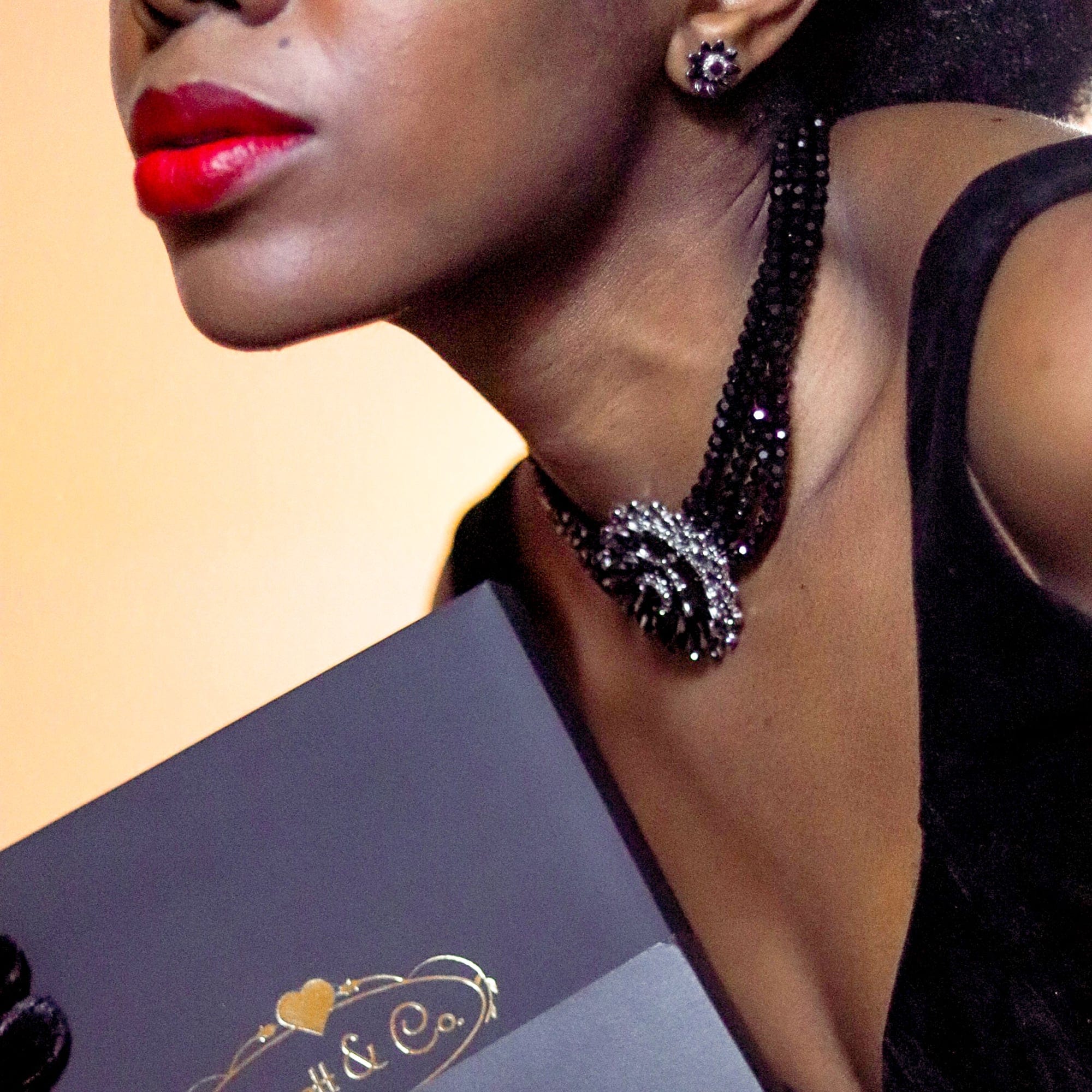 Audrey Hepburn Inspired Black Flower Studs  Lovett & Co