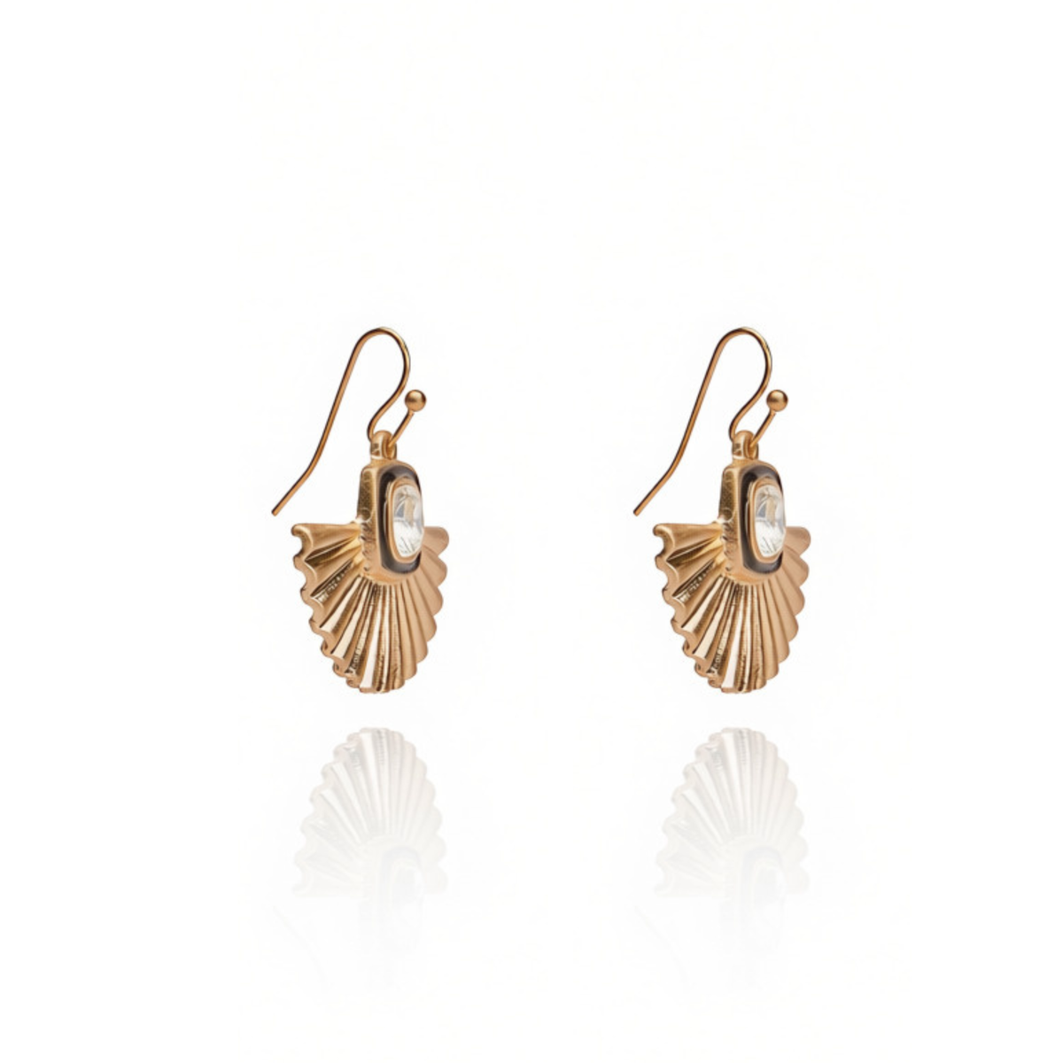 Art Deco Gold Fan Earrings by Lovett and Co.