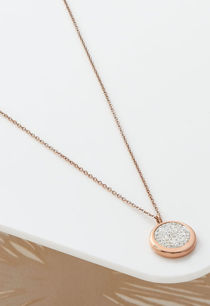 Disc Crystal Pave Rose Gold Pendant
