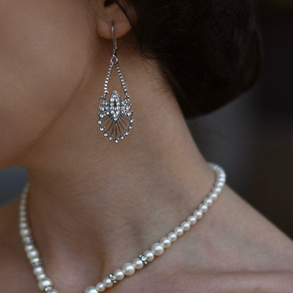 Art deco pearl and crystal earrings and necklace set: £12 Gift Box is FREE