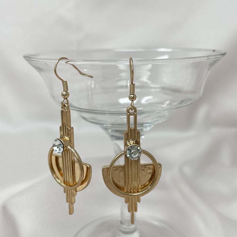 Art Deco Style Brass Drop Earrings  Lovett & Co