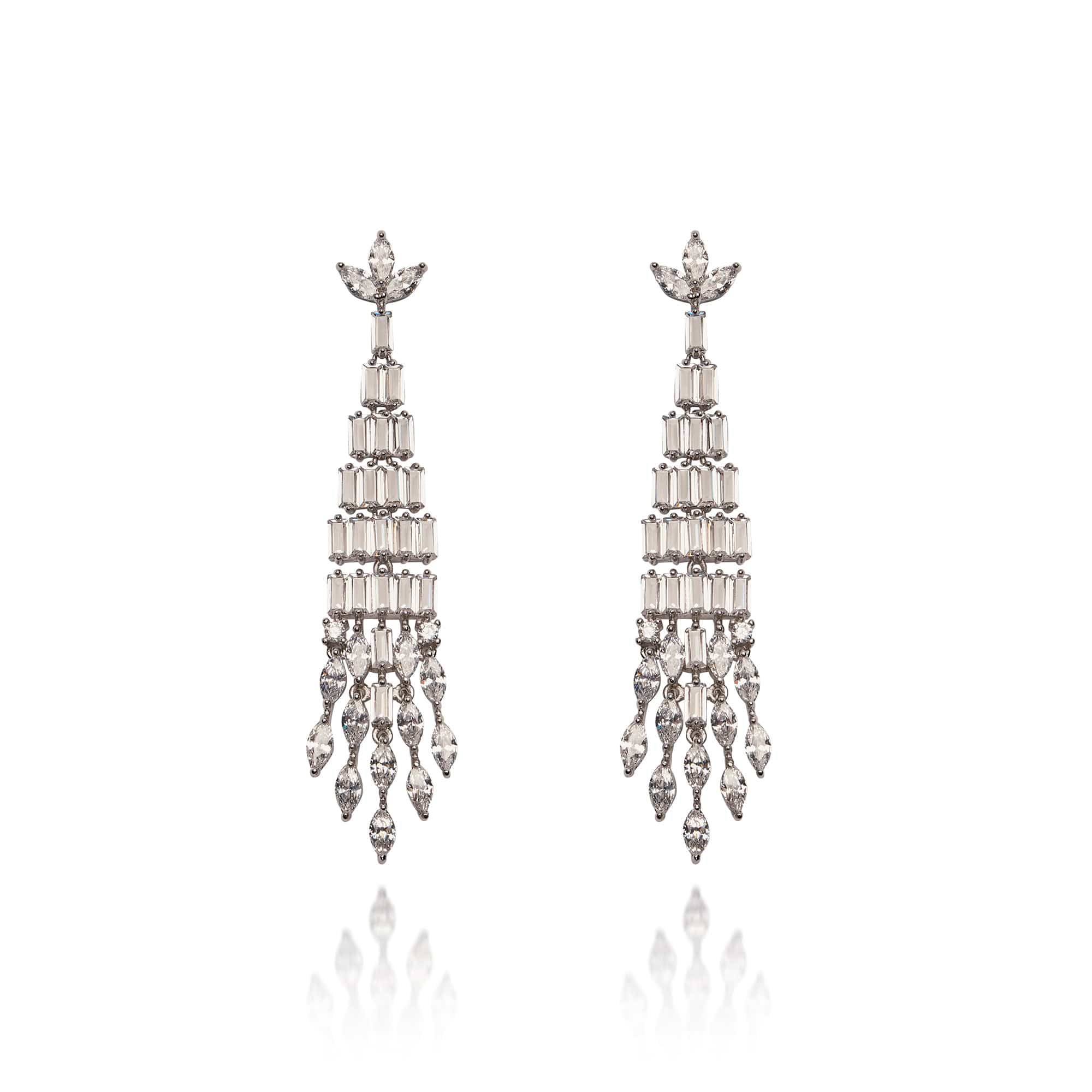 Art Deco Crystal Drop Bridal Earrings  Lovett & Co