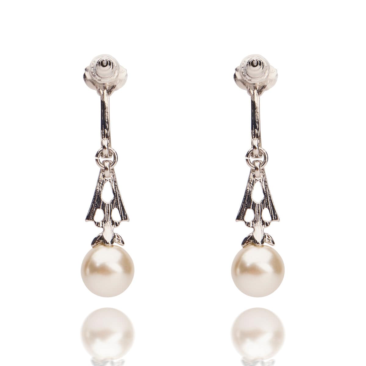 Pearl and crystal Effiel tower style earrings  Lovett & Co