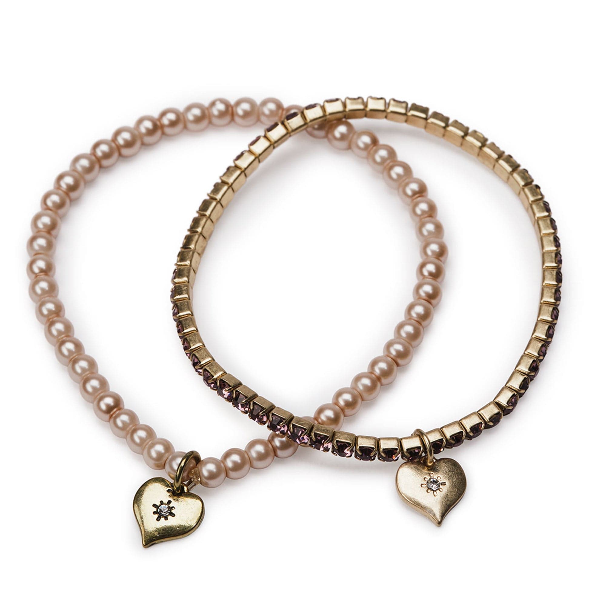 Pearl Diamante Bracelet Duo