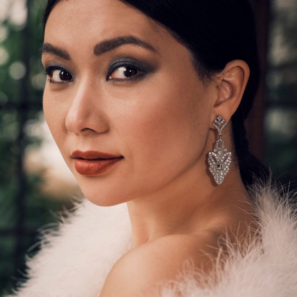 Art Deco Drop Crystal Earrings by Lovett & Co