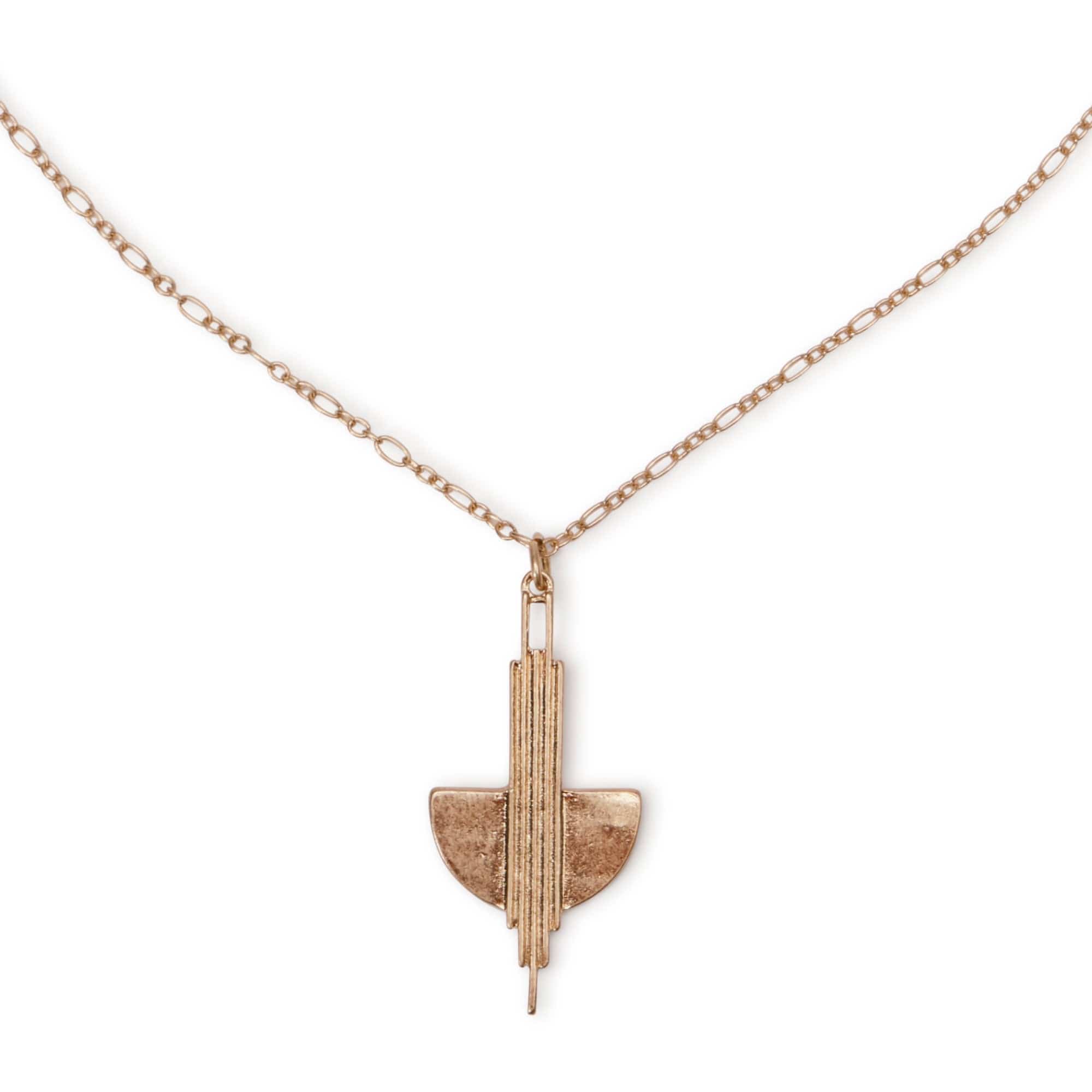 Art Deco Brass Earrings and Necklace Set  Lovett & Co