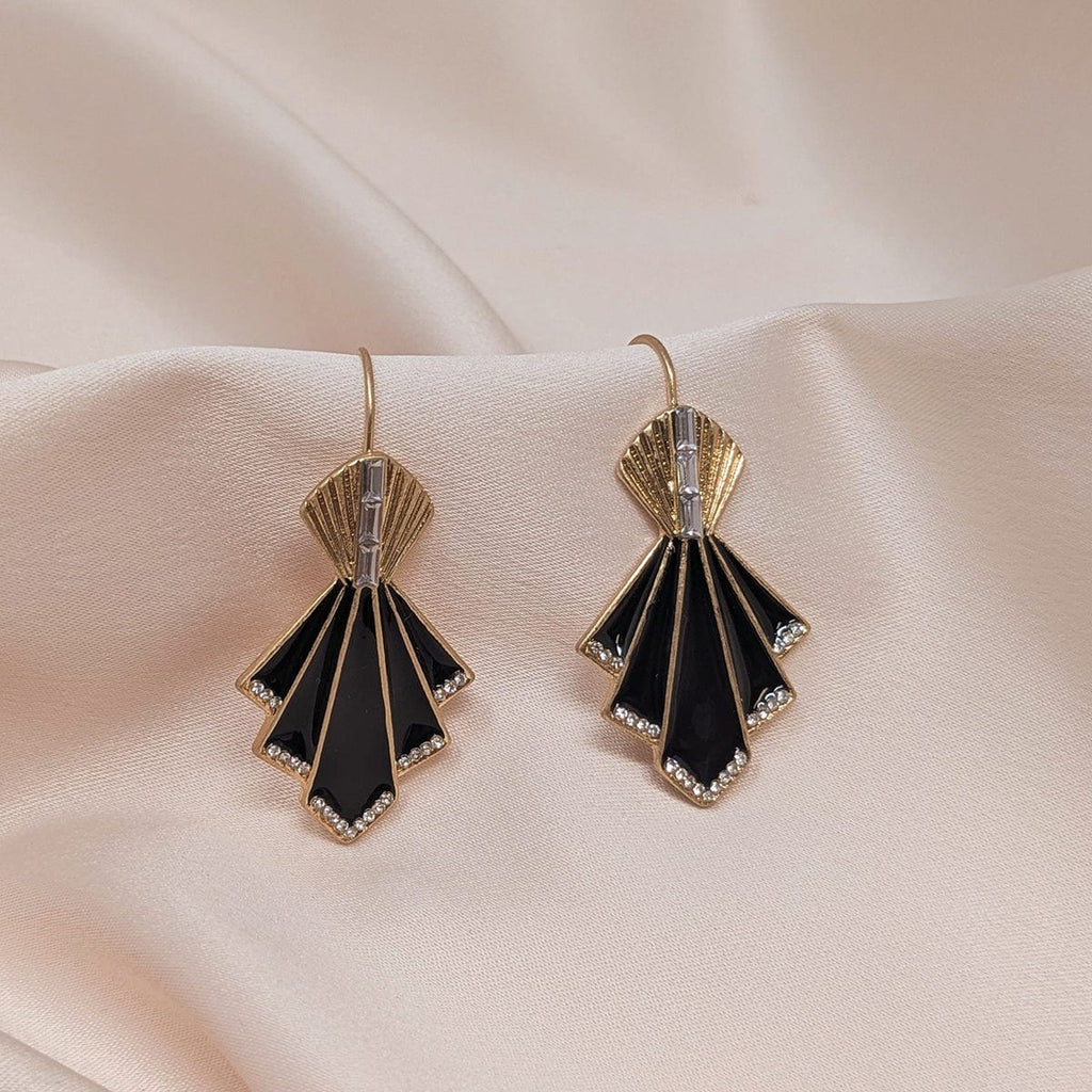 Black and Gold Deco fan earring and necklace set: £12 Gift Box is FREE