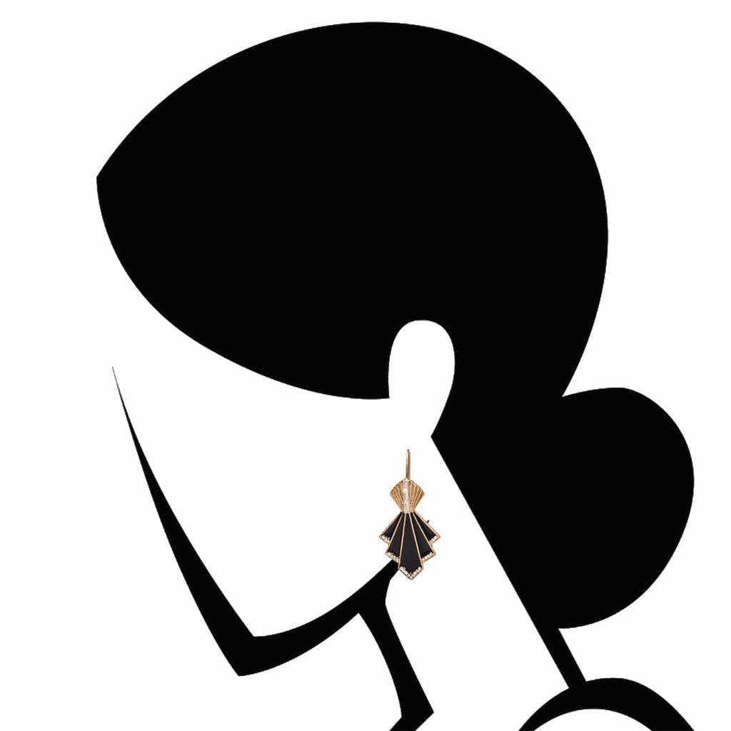 Art Deco Fan 1920 Earrings: Black Drop Crystal Earrings